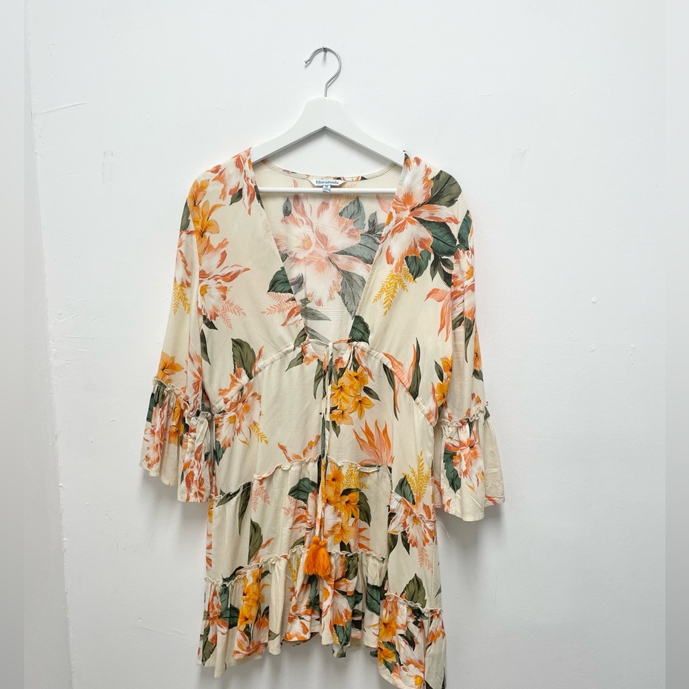Summer Beach Orange Cover up Dress Size M  Blue Island